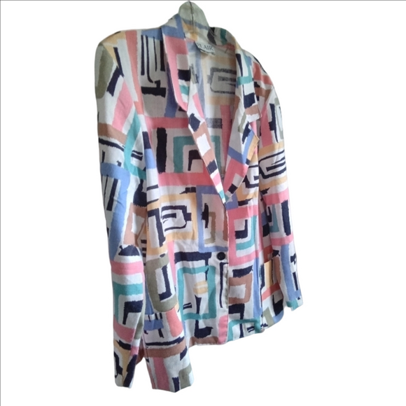 Blair Women's Colorful Geometric Blazer Vintage 16 - Picture 2 of 11